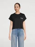 Flocked Logo Cropped T-Shirt