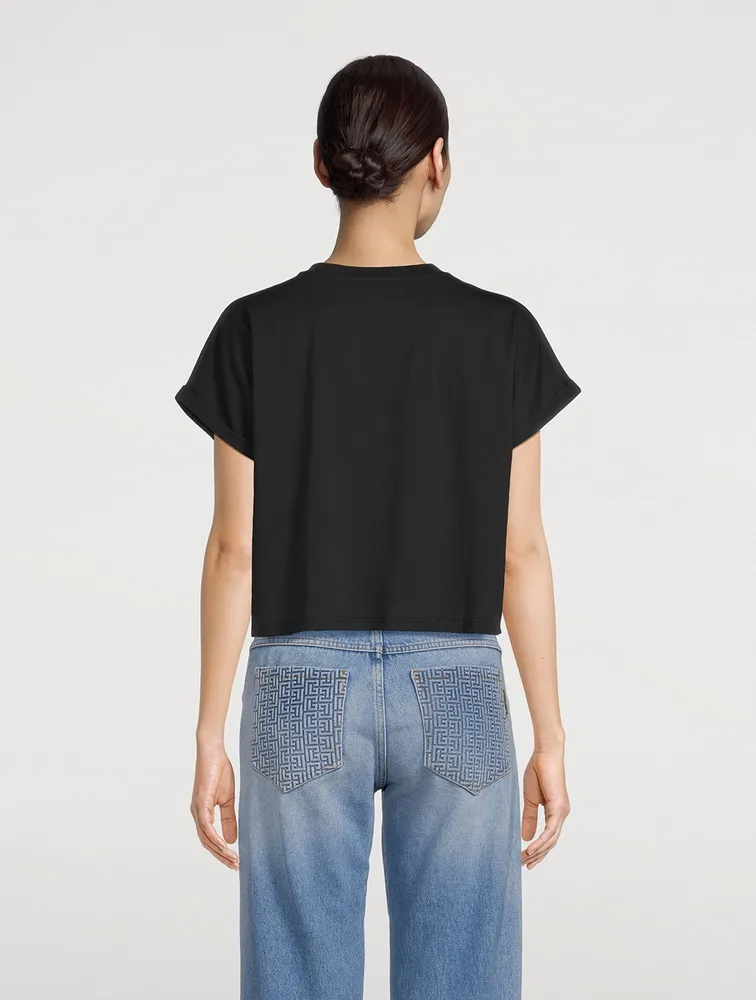 Flocked Logo Cropped T-Shirt