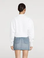 Flocked Logo Cropped Sweatshirt