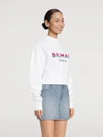 Flocked Logo Cropped Sweatshirt