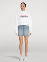 Flocked Logo Cropped Sweatshirt