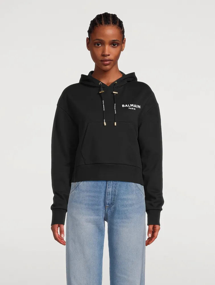 Flock Logo Cropped Hoodie