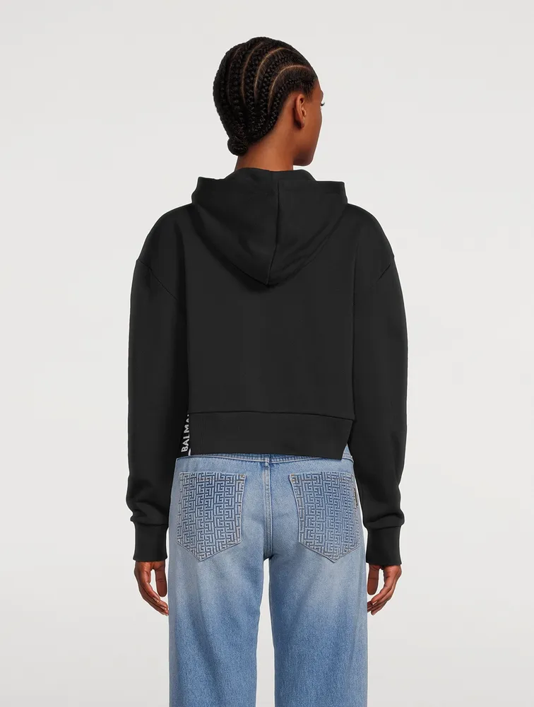 Flock Logo Cropped Hoodie