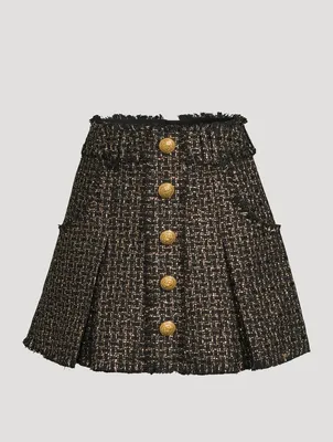 Lurex Tweed Pleated Mini Skirt