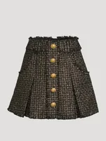 Lurex Tweed Pleated Mini Skirt