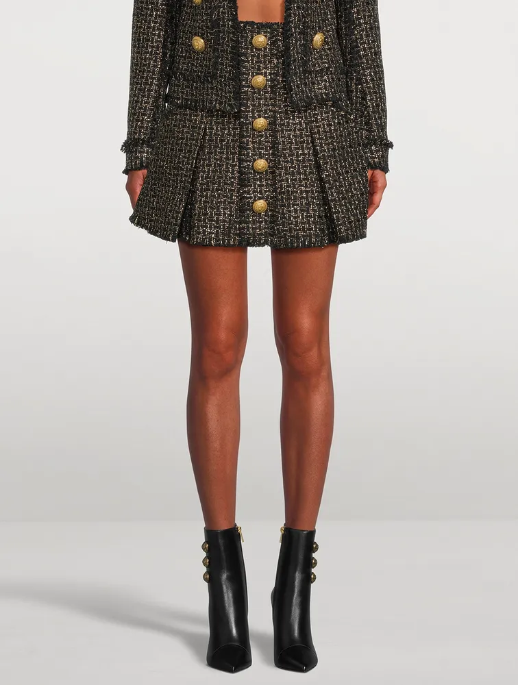 Lurex Tweed Pleated Mini Skirt