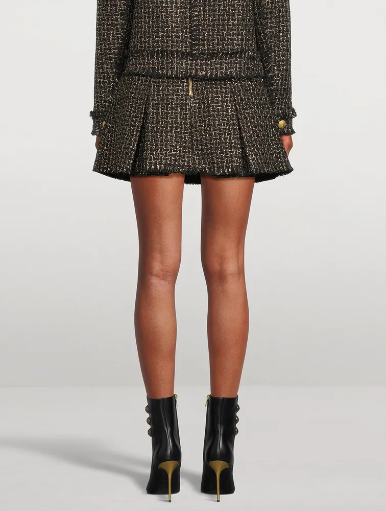 Lurex Tweed Pleated Mini Skirt