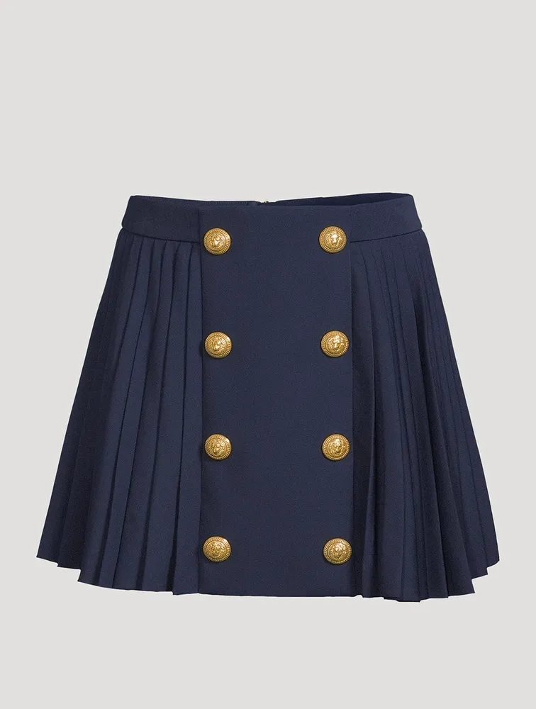 Pleated Wool Mini Skirt