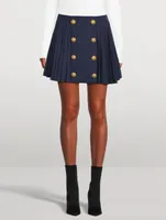 Pleated Wool Mini Skirt