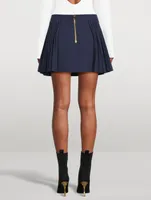 Pleated Wool Mini Skirt