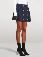 Pleated Wool Mini Skirt