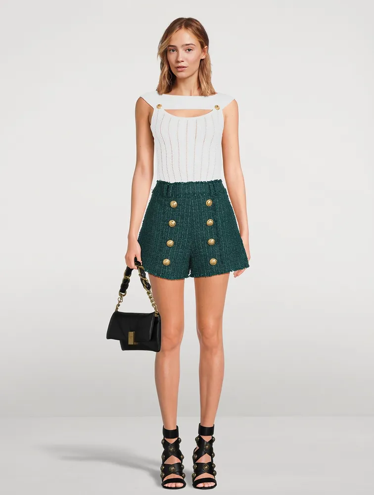 Tweed High-Waisted Shorts