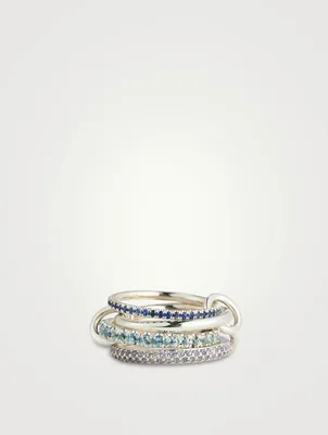 Iris Silver Ring With Blue Sapphire, Aquamarine, And Tanzanite