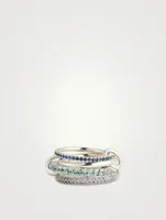 Iris Silver Ring With Blue Sapphire, Aquamarine, And Tanzanite