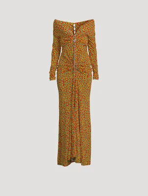 Off-The-Shoulder Maxi Dress In Leopard Print