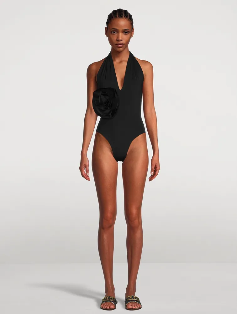 Cefeida V-Neck Flower One-Piece Swimsuit