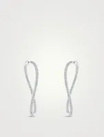 18K White Gold Twisted Hoops With Diamonds