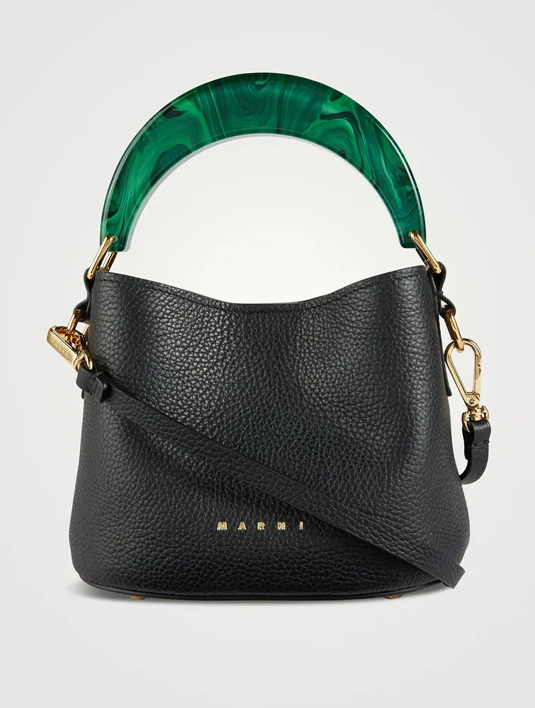 Venice Mini Bucket Bag in black leather