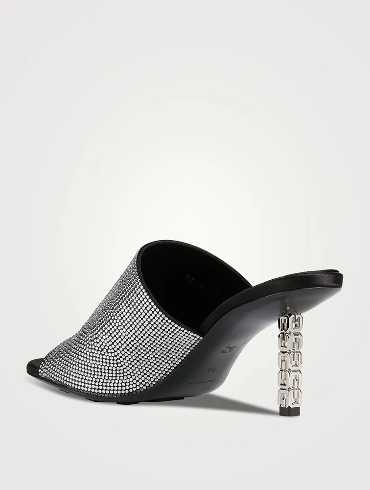 G Cube Embellished Satin Mules