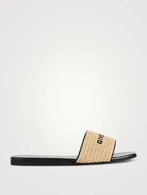 4G Raffia Slide Sandals