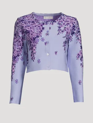 Dégradé Lilac Jacquard Cropped Cardigan