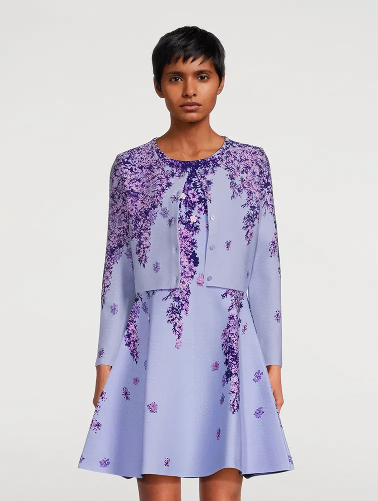 Dégradé Lilac Jacquard Cropped Cardigan