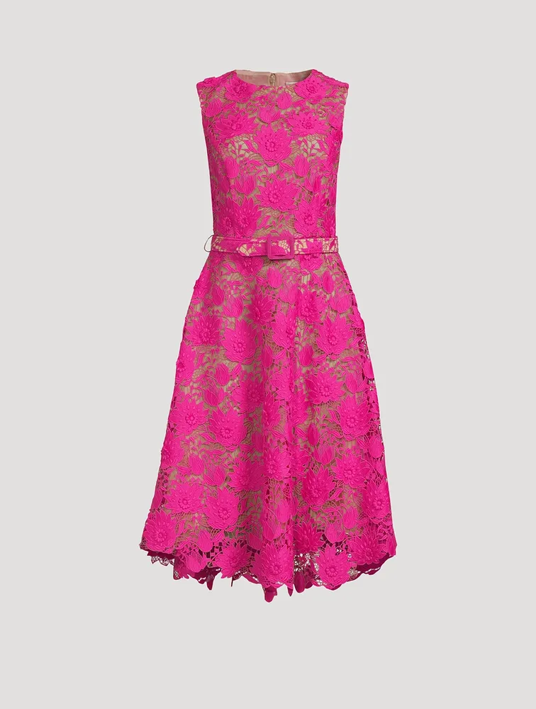 Water Lily Guipure Lace Midi Dress