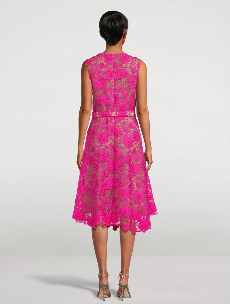 Water Lily Guipure Lace Midi Dress