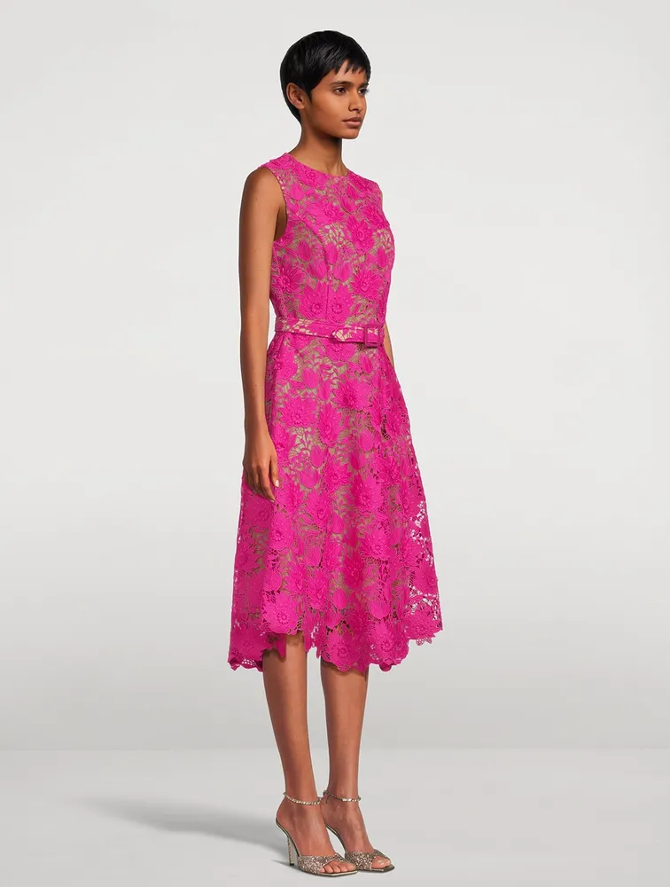 Water Lily Guipure Lace Midi Dress