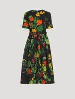 Belted Poplin Dress Nasturtium Print