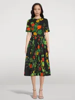 Belted Poplin Dress Nasturtium Print