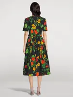 Belted Poplin Dress Nasturtium Print