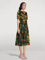 Belted Poplin Dress Nasturtium Print