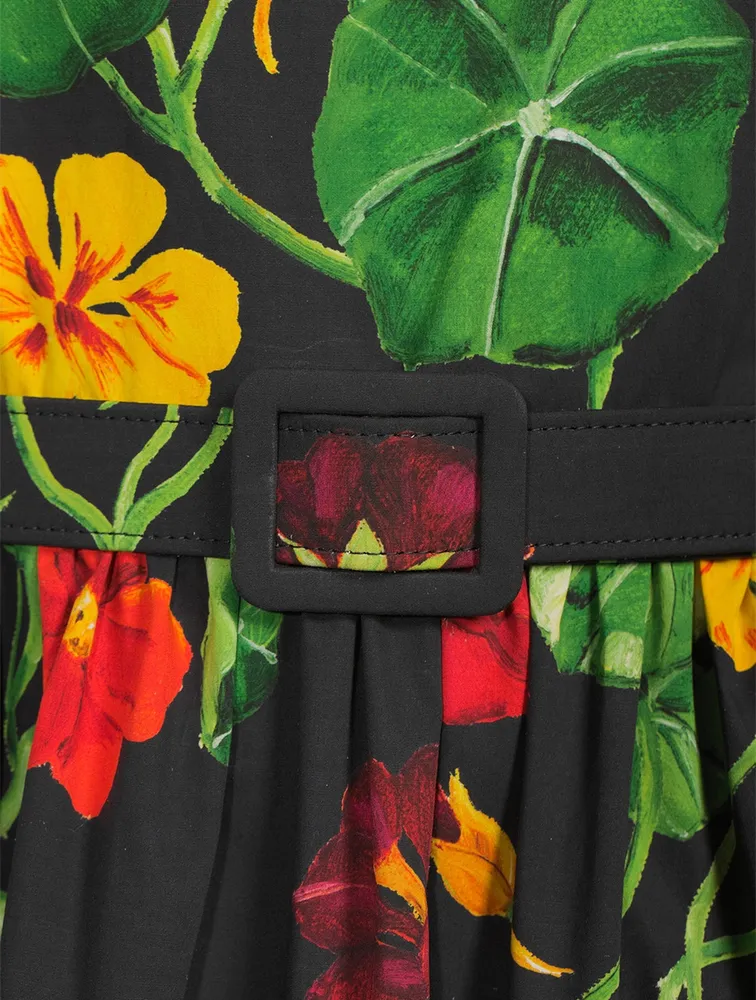 Belted Poplin Dress Nasturtium Print