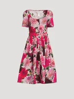 Belted Poplin Dress Dahlia Print