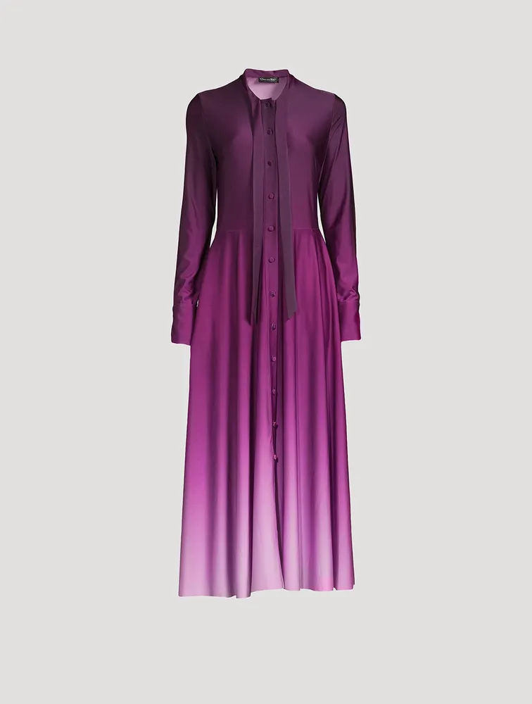 Ombre Jersey Long-Sleeve Midi Dress