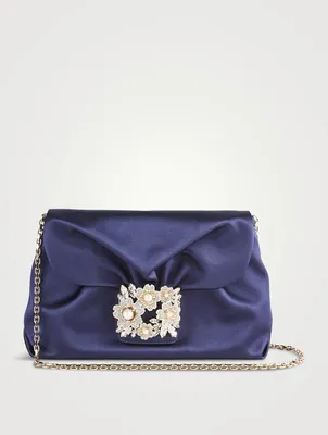 Mini RV Bouquet Pearl Strass Drapé Satin Clutch