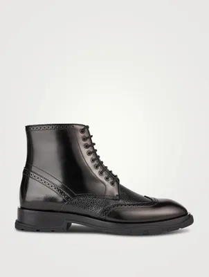 Punk Leather Brogue Boots