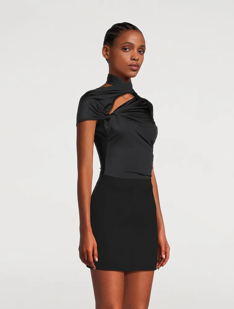 Asymmetric Draped Jersey Top