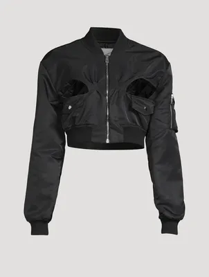 Cut-Out Cropped Bomber Jacket