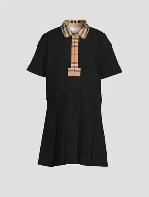Cotton Polo Shirt Dress With Vintage Check Trim