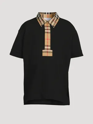 Cotton Polo Shirt With Vintage Check Trim