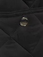 Nylon Diamond-Quilted Hooded Coat