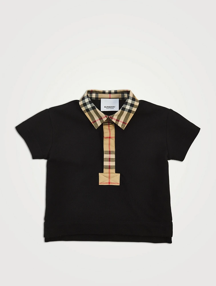 Vintage Check Trim Cotton Polo Shirt