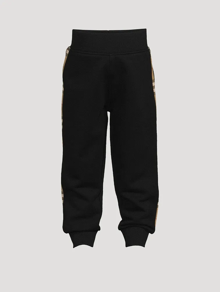 Check Panel Cotton Jogging Pants