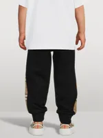 Check Panel Cotton Jogging Pants