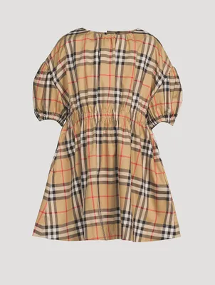 Puff-Sleeve Dress Check