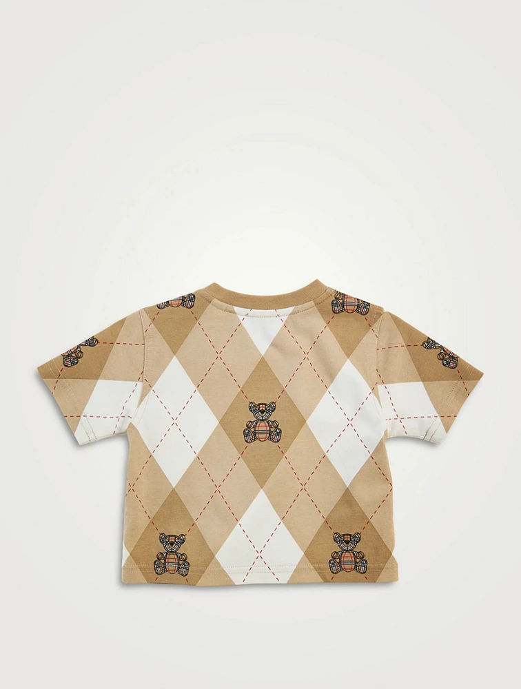 Cotton Argyle T-Shirt Thomas Bear Print