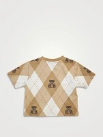 Cotton Argyle T-Shirt Thomas Bear Print