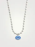 Interlocking G Silver Boule Chain Pendant Necklace